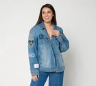 Aimee Kestenberg Curate by Embroidered Denim Jacket Vintage Indigo M/L New
