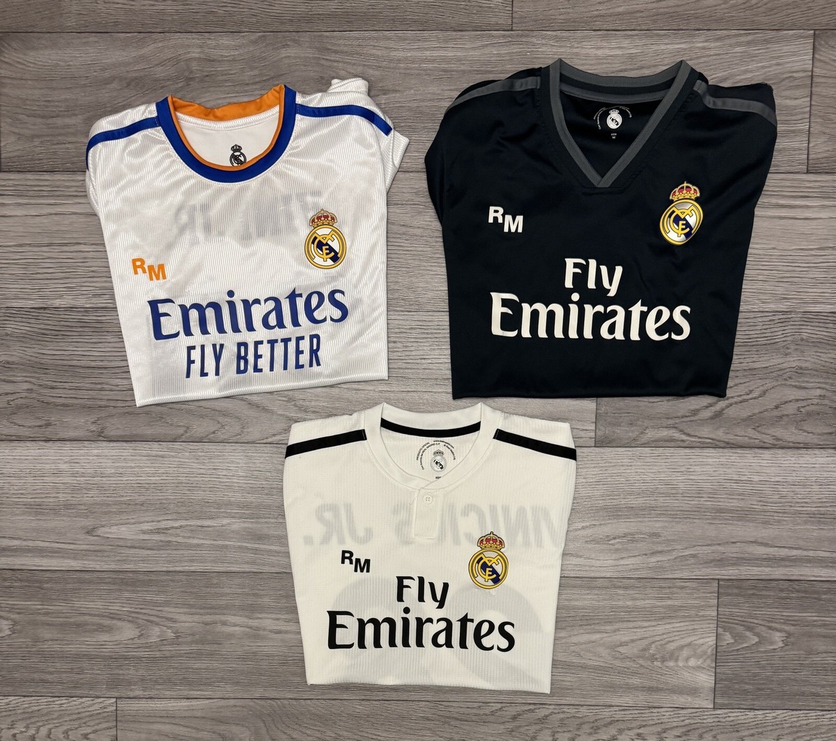 LOT OF 3 Real Madrid RM Football Jersey Soccer Shirt 2 - Vini JR
