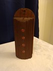 Vintage Hanging Wooden Knife Holder With Red Apple Design 9.5"Lx4"W Brown 