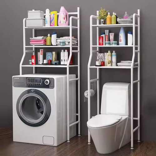 SCAFFALE DA BAGNO SALVASPAZIO 155X65X25 SOPRA LAVATRICE 3 RIPIANI COLORE BIANCO - Foto 6 di 8