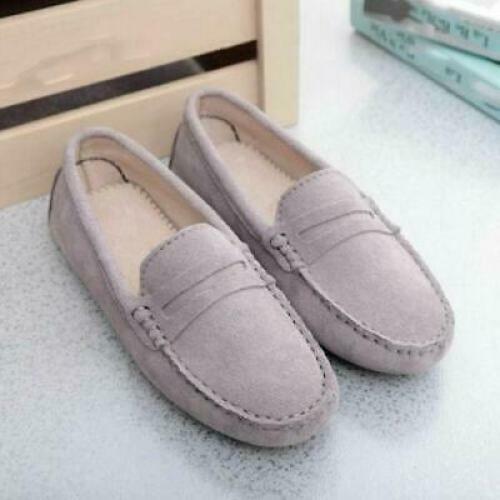 Damenschuhe Wildleder Halbschuhe Mokassins Slipper weich flach Freizeit rund geschnitten Mode - Bild 21 von 23