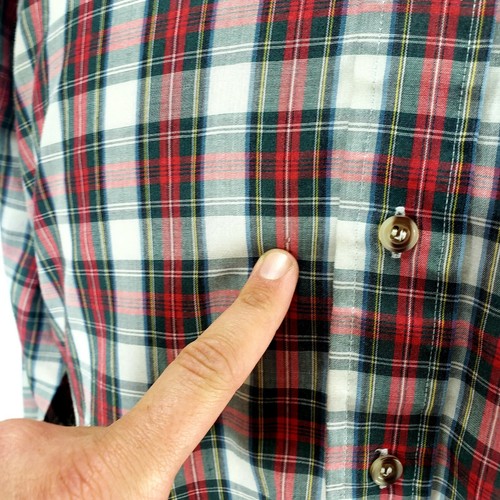 LEE Herren Langarm Button Down Hemd Rot Mehrfarbig Kariert Baumwolle Poly Größe L - Bild 2 von 5