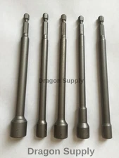 New 5pc 6" LONG MAGNETIC NUT DRIVER SET w / quick release hex shank