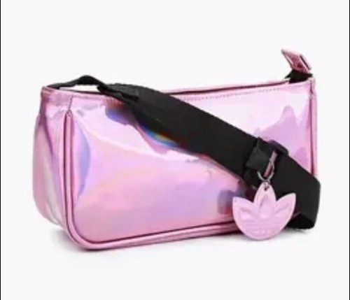 Adidas Shoulder Bag Originals Ladies Holographic Print Haze Rose GN2129 - Picture 2 of 8