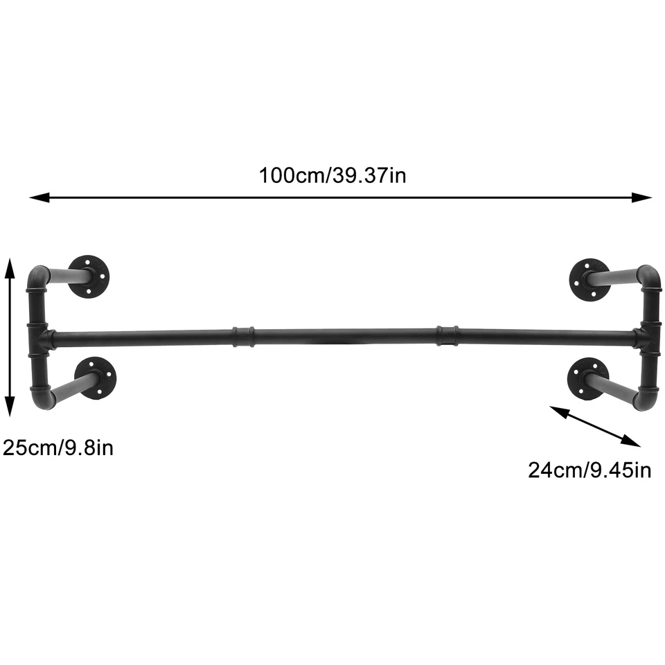 Industrial Pipe Clothing Rack Wall-Mounted Clothes Garment Organizer Rod Hanger - Image 2 of 4