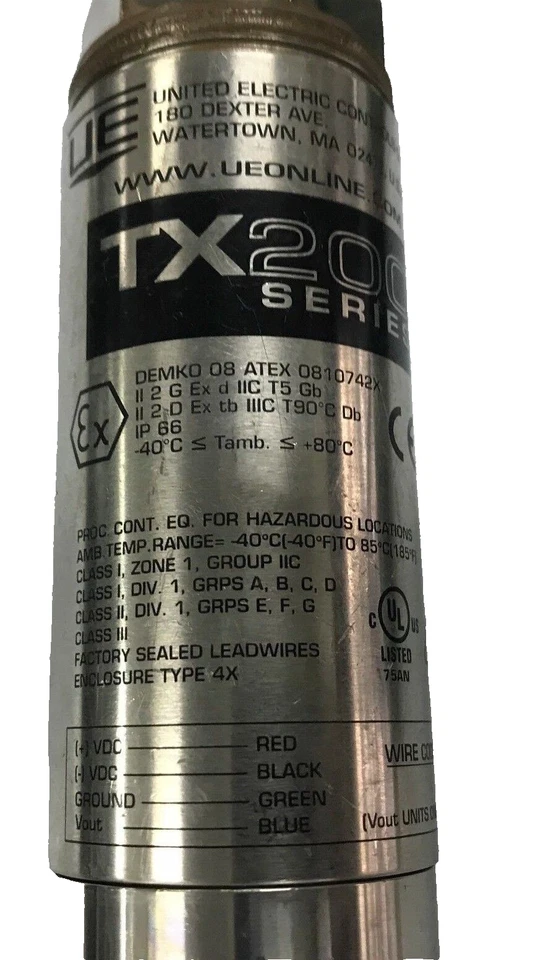 UEC TX200 TX200B16S4T Explosion Proof ATEX Pressure Transmitter 0 to 25000 psi - Image 2 of 3