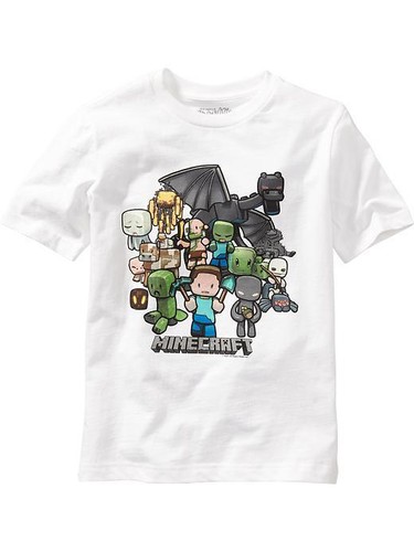 NWT OLD NAVY Minecraft Party Characters Tees T-Shirt Steve Creeper Boys L 10 12 - 第 1/1 張圖片