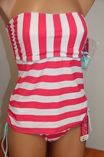 NWT Hula Honey Swimsuit Bikini Tankini 2pc set Sz S Red Removable Strap