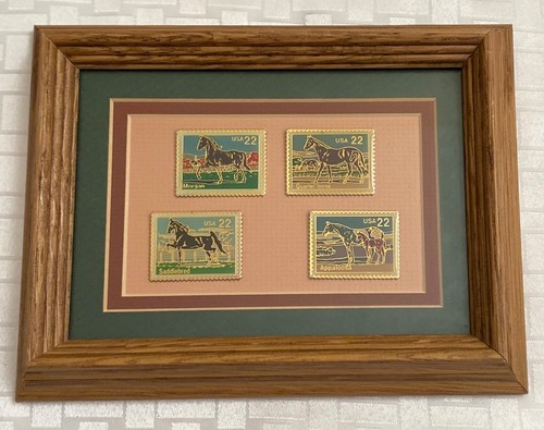 Vintage USPS Briefmarke Pferde Anstecknadeln 1986 - Morgan, Saddlebred, Appaloosa, Quarter - Bild 1 von 3