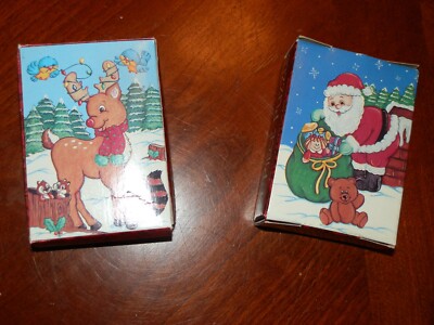 Two Christmas puzzle sets - Mini 24-Piece Puzzle - LOT - Stocking Stuffers Xmas