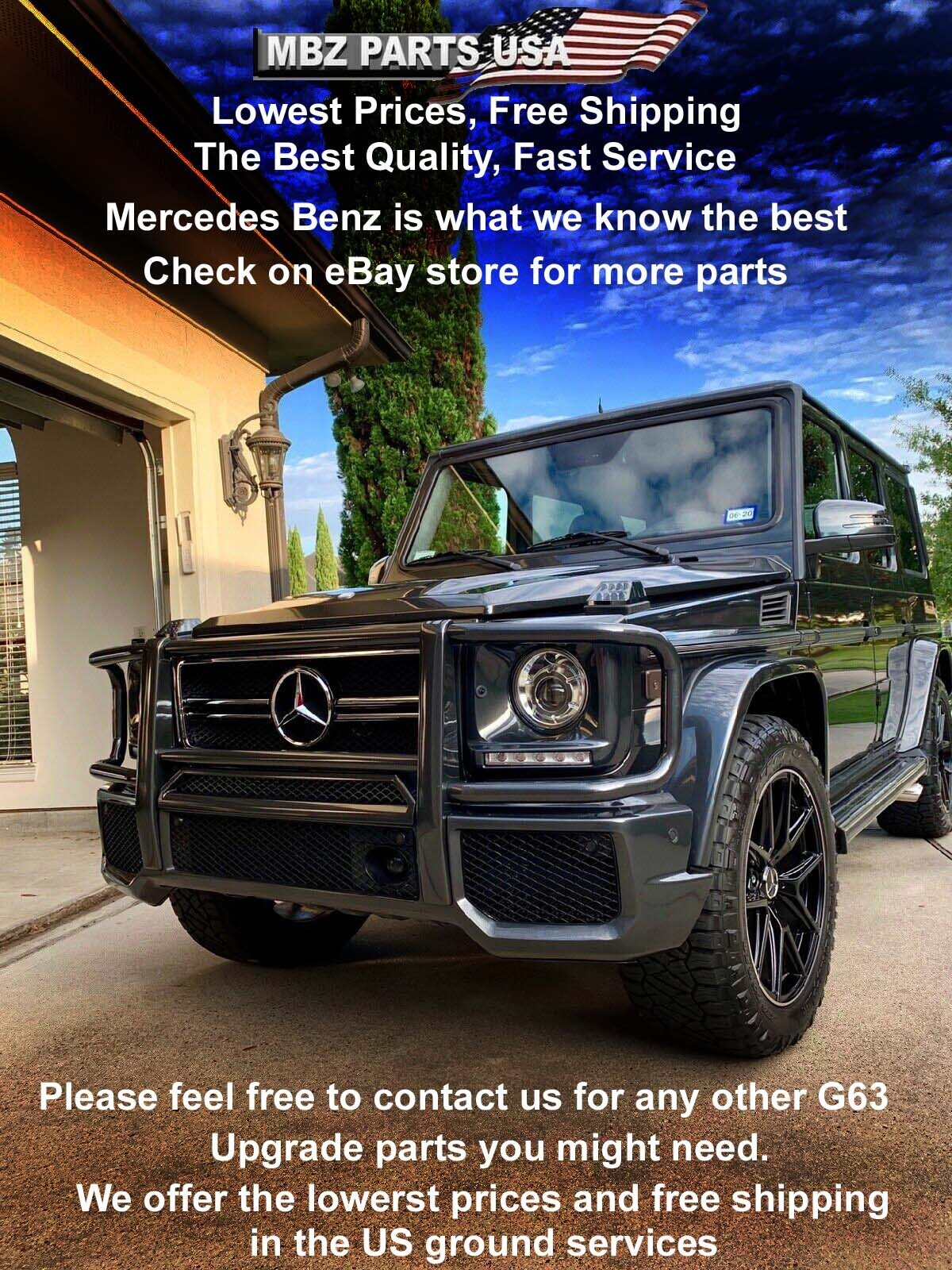 G63 Front Bumper + 2 Lower Lip Led + Upper G500 G55 G550 G-Wagon 6x6 4x4 Brabus