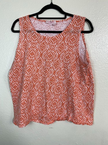 Fresh Produce Womens Orange Sleeveless Top size XL Cotton Geometric Print Lightw