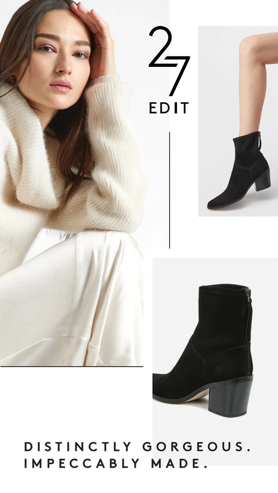 27 EDICIÓN por NATURALIZER Negro Gamuza Cuero BERKLEY 2 Trabajo Chic Botín 7 EE. UU. DSPLY Foto 4 de 4