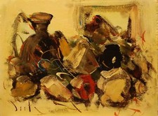 DANTI ALVARO COMPOSIZIONE DIPINTO ORIGINALE OLIO TAVOLETTA 40X30