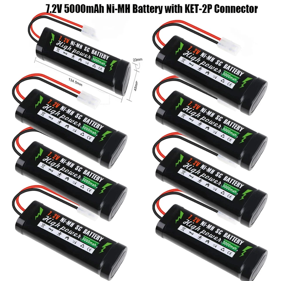 8PCS 7.2V 5000mAh Ni-MH Battery + KET-2P Connector for RC Car Battery Appliances - Bild 2 von 4