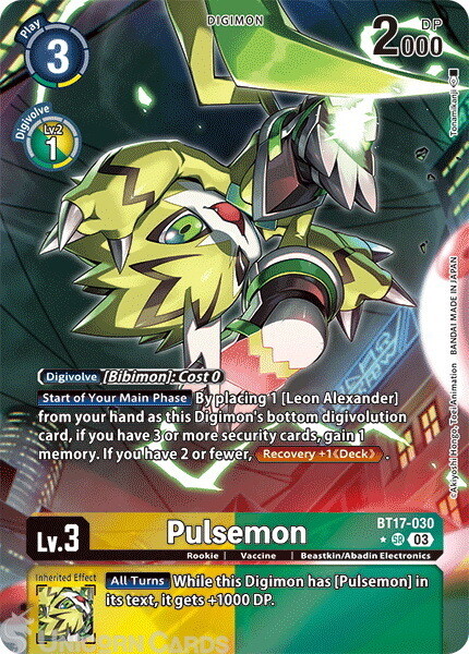 BT17-030 Pulsemon : Super Rare Alternative Art Digimon Card : BT17: Secret Crisi
