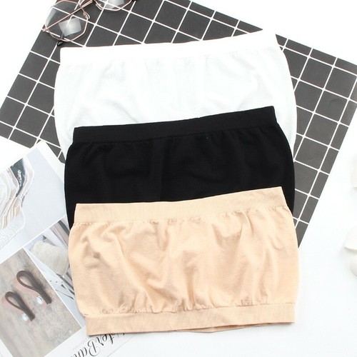 Ladies Plain Printed Boob Tube Strapless Bandeau Elastic Stretch Bra Crop Top - 第 3/11 張圖片