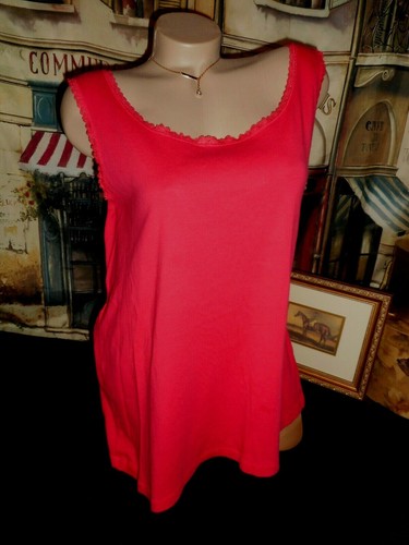 20 22W Cotton Tank Top Cami Blouse Coral Salmon Pink & Ann Klein Silk Scarf USA - Picture 2 of 6
