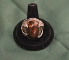 Heavy Vtg Native Southwestern Sterling Silver & Fire Agate Handmade Ring Sz 10.5