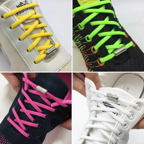 Flat No Tie Shoe Laces Lock Elastic Shoelaces Lazy Laces Sneakers Kids Adults - Picture 10 of 27
