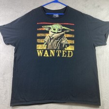 Baby Yoda Wanted Poster Shirt Adult 3XL Black Star Wars Mandalorian Graphic Tee