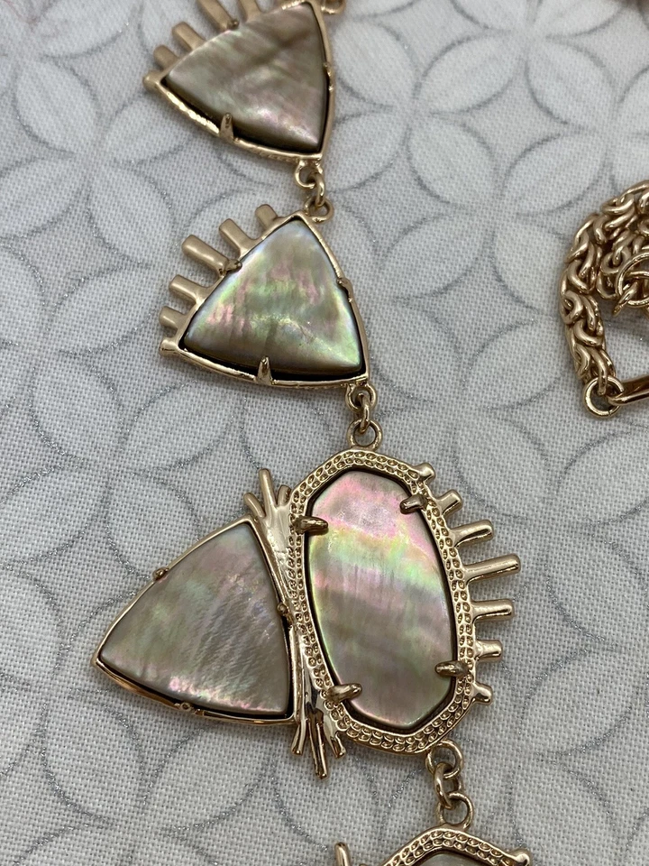 Collar Vintage Kendra Scott Habana Declaración Marrón Madreperla Oro Rosa B Foto 2 de 4