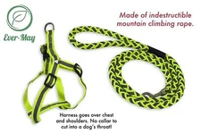 REFLECTIVE DOG LEASH & COLLAR HARNESS SET...STRONG YET VERY HUMANE!