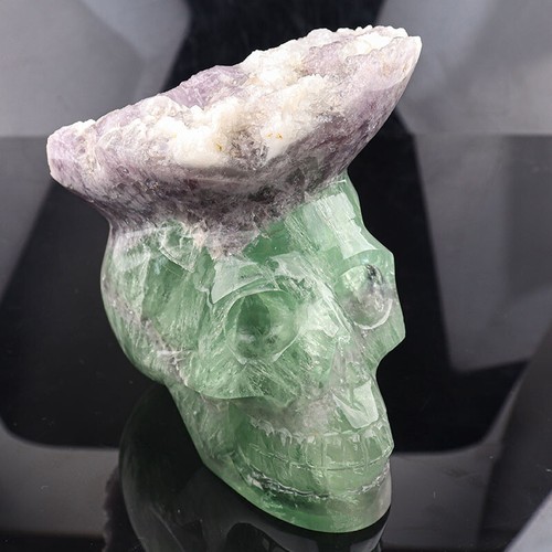 4.9'' Natural Fluorite Carved Crystal Skull,Realistic-Skulls Gemstone & Crystal - Picture 9 of 11