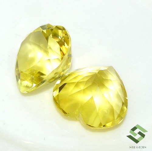 13x13 mm Natural Lemon Quartz Heart Shape Cut Pair 14.18 CTS Loose Gemstones - Picture 5 of 7