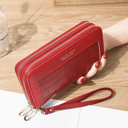 Women's Leather Clutch Bag Large-capacity Zipper Wallet ID Card Holder Purse US - Picture 9 of 16