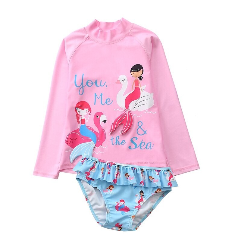 NEW Mermaid Girls Rashguard Bikini Swimsuit Set Size 8