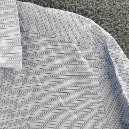 Johnston & Murphy Shirt White Blue Mens 2XL Gingham Long Sleeve Button Up - Picture 5 of 14