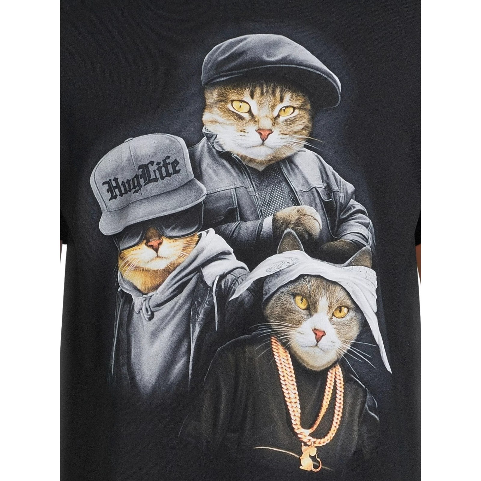 Men's Gangsta Cat Trio Black Graphic Tee with Short Sleeves Size 3XL (5456) eBay