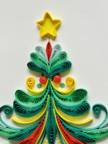 Quilling Grußkarte Weihnachtsbaum Urlaub Winter Geschenk Papier Kunst Blanko - Bild 4 von 6