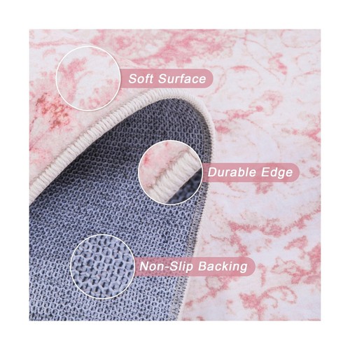 Area Rugs 8x10 - Honeycomb Non Slip Living Room Rug Washable Pink Rug Soft Fl... - Picture 6 of 8