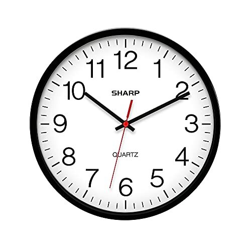 Wall Clock Silent Non Ticking 10 Inch Quality Quartz Battery Operated Round E...-image