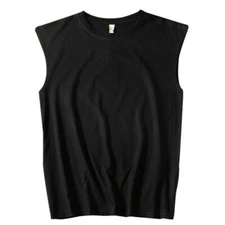 Men Vest Basic Tank Top Sleeveless T-shirt Cotton Tee Loose Sports Gym Fashion