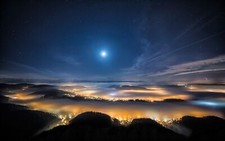 Landscape sky night lights stars starry city switzerland Custom Gaming Mat Desk