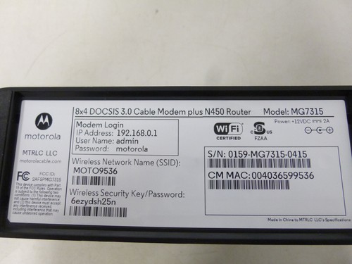 Motorola N450 WiFi MG7315 Modem Router - Afbeelding 6 van 6