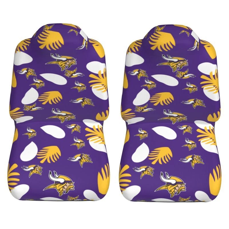 2pcs Minnesota Vikings Elastic Car Seat Covers Car Front Rear Protectors Decor