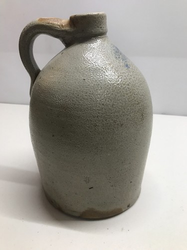 J.C. Herlihy Bangor Maine Antique Salt Glaze 1 Gal Cobalt Stamped Stoneware Jug - Picture 6 of 7