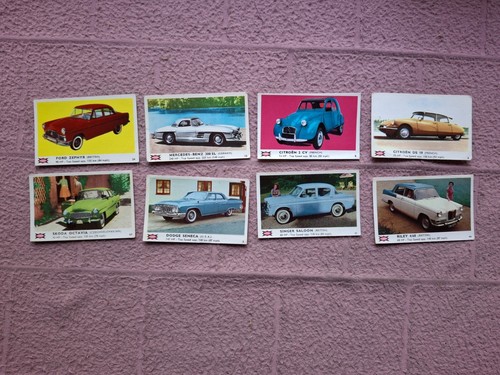 DANDY GUM - MOTOR CARS COLOURED x 8 CARDS abt GD