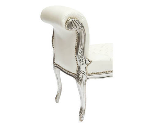 Sitzbank IN Holz Blatt Silber Stil Louis XV Öko-leder Weiß - Bild 2 von 3