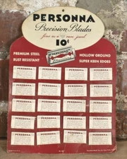 Vintage Personna Precision Blades Cardboard Advertising Store Display Full