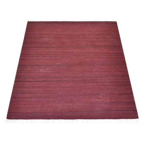Eco-Friendly Hand Woven Flat Weave Kilim Wool Area Rug Solid Dark Red BBD00111 - Picture 42 of 128