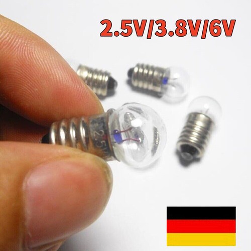 5-10 x E10 2,5 V/3,8 V/6 V Miniatur-Schraubsockel Glühbirne Lampe Taschenlampe - Picture 3 of 16