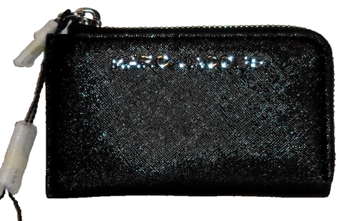 MARC JACOBS Black Saffiano Leather Key Holder Card Case Mini Purse Wallet NWoT