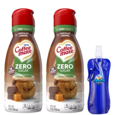CoffeeMate Zero Sugar Chocolate Caramel Coffee Creamer 32 oz 2 pks w/ Bottle