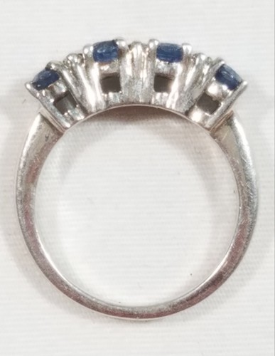 Vtg .50Tcw Sapphire & 1 MM White Topaz 925Ag Ring Sz 4.75 #JWR14080524 - Picture 16 of 21