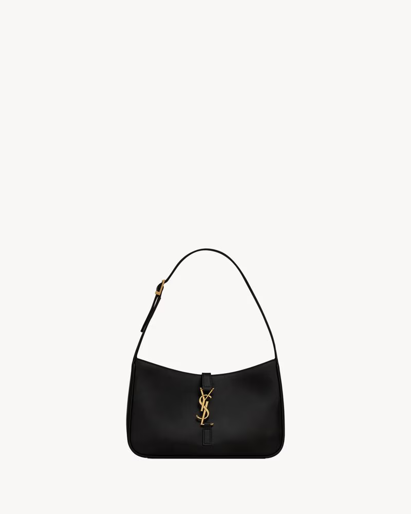 Borsa a tracolla Saint Laurent 5A7 logo placca nera in pelle liscia prezzo consigliato £ 1755